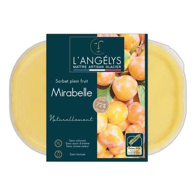 L'Angelys Sorbet artisanal Mirabelle 72% Fruits, 500g