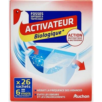 Auchan Activateur biologique fosses septiques & toutes eaux, 26 sachets