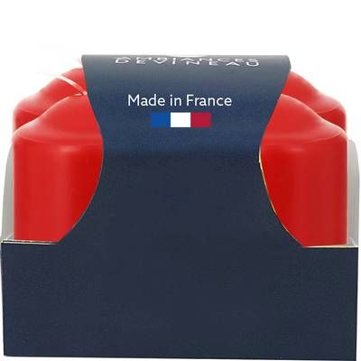 Ambiances Devineau Bougies rouges cylindriques, 4 bougies