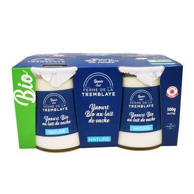 La Ferme de la Tremblaye Yaourt fermier nature bio, 4x125g