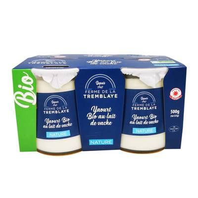La Ferme de la Tremblaye Yaourt fermier nature bio, 4x125g