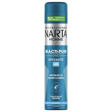 Narta Homme Déodorant Homme Bacti-Pur au Zinc 48H, 200ml