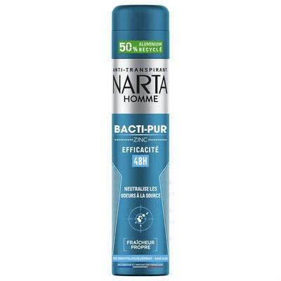 Narta Homme Déodorant Homme Bacti-Pur au Zinc 48H, 200ml