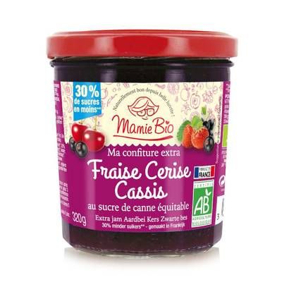 Mamie Bio Confiture fraise cerise cassis bio, 320g