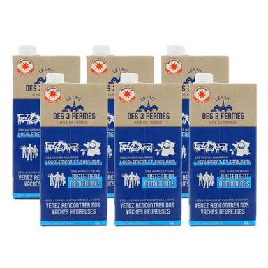 3 fermes d'Ile De France Le Lait d'Ile de France 1/2 écrémé, Lot de 6x1L