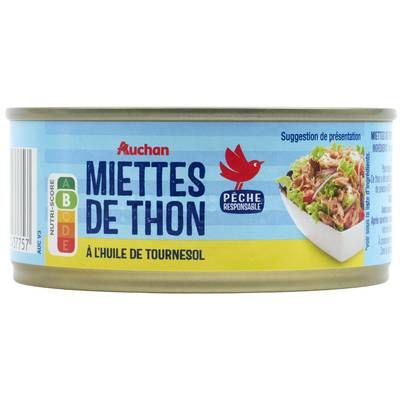 Auchan Miettes de thon à l'huile de tournesol, 160g