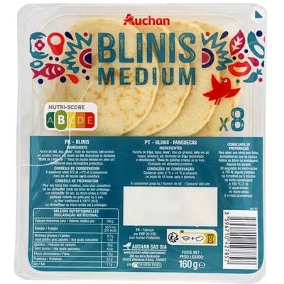 Auchan Blinis Médium, 8 blinis - 160g