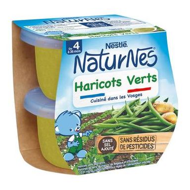 Nestlé - Naturnes Haricots Verts Bol Bébé Dés 4 mois, 2x130g