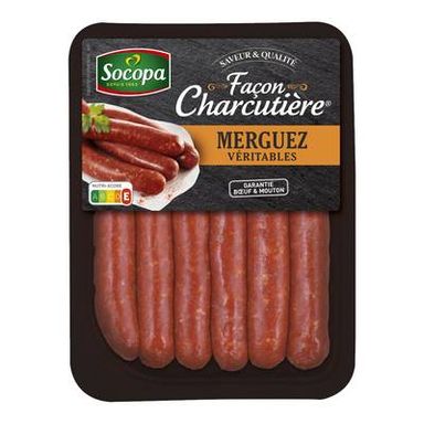 Socopa Merguez Véritables Façon Charcutière, 6x55g