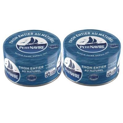 Petit Navire Thon entier au naturel Albacore, 2x93g