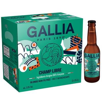 Gallia Bière Blonde Non Filtrée Champ Libre 5,8%, 12x33cl