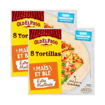 Old el Paso 8 Galettes tortillas maïs et blé, Lot de 2x300g