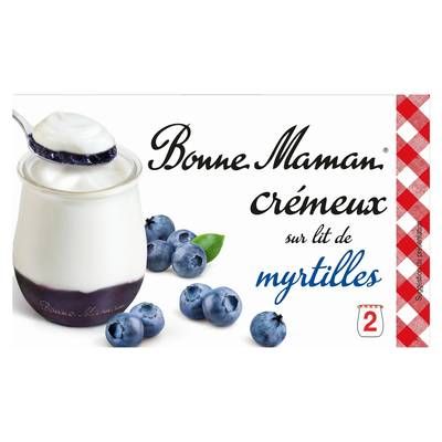 Bonne Maman Crémeux sur lit de myrtilles, 2x125g