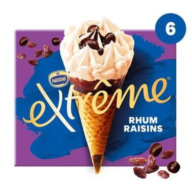 Extrême Cônes glacés rhum raisins, 6 cônes - 426g