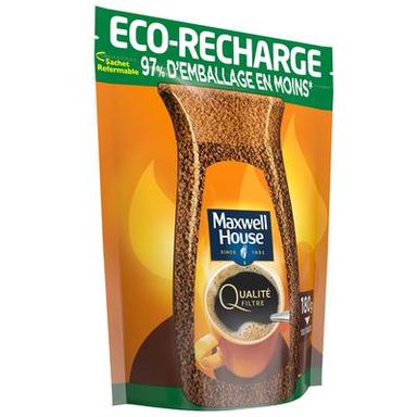 Maxwell House Café Soluble Qualité Filtre Eco-recharge, 180g