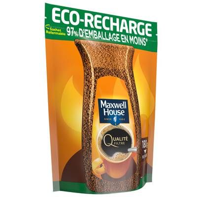 Maxwell House Café Soluble Qualité Filtre Eco-recharge, 180g