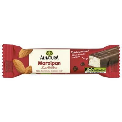 Alnatura Barre Chocolat noir fourré à la pâte d'amande, 40g