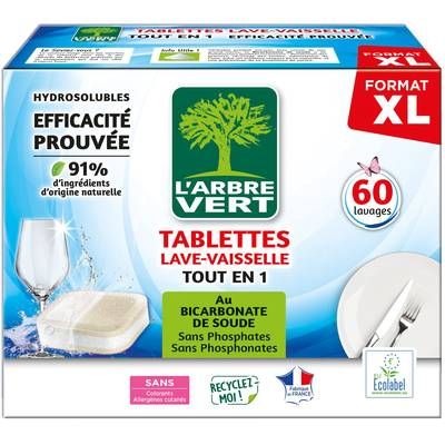 L'arbre Vert Tablette lave-vaisselle efficaces Tout en 1, 60 tablettes