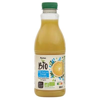 Auchan BIO Pur Jus d'Orange Bio Sans Pulpe, 90cl