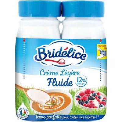 Bridélice Crème 12% Mg Légère Liquide UHT, 2x25cl