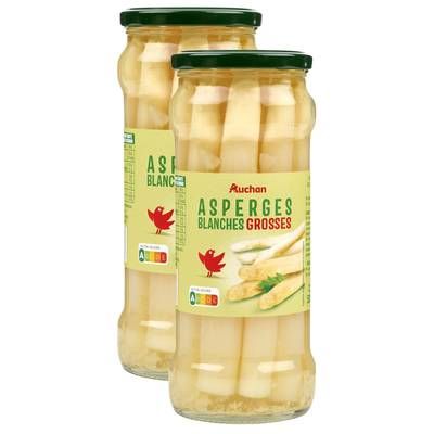 Auchan Asperges blanches grosses en bocal, Lot de 2x320g
