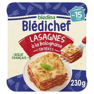 Blédina - Blédi'chef Lasagnes à la Bolognaise Plat Bébé dès 15 mois, 230g