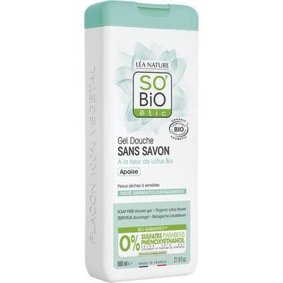 So'Bio Gel douche sans savon à la fleur de lotus bio, 650ml