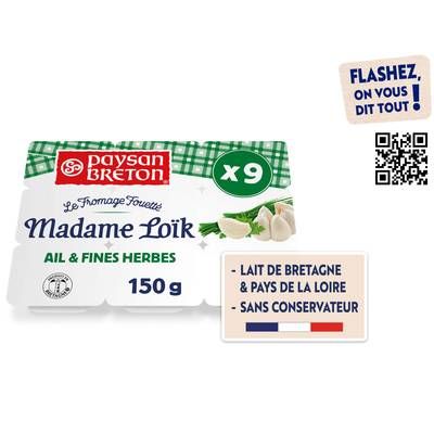 Paysan Breton Fromage fouetté Madame Loïc ail et fines herbes, 9x16g