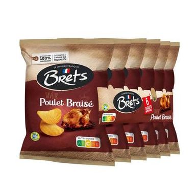 Bret's Chips Poulet Braise Sachet individuel, 6x25g