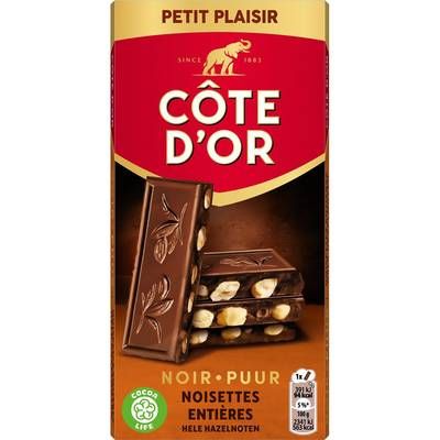 Côte d'Or Tablette chocolat noir et noisettes, 100g