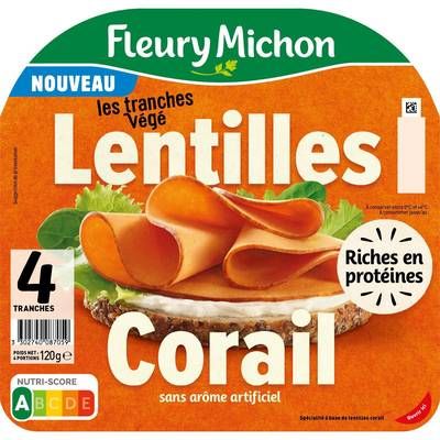 Fleury Michon Les Tranches Végé Lentilles Corail, 4 tranches - 120g