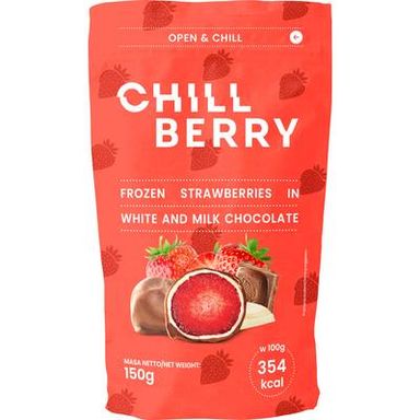 Chill Berry  Fraise enrobée de chocolat blanc et au lait, 150g