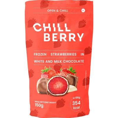 Chill Berry  Fraise enrobée de chocolat blanc et au lait, 150g