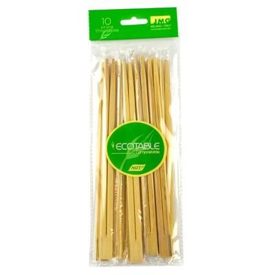 Baguettes chinoises bois, 10 baguettes