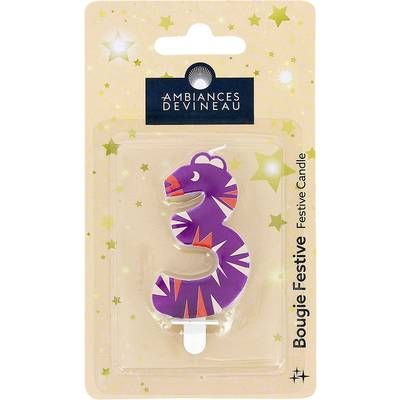 Ambiances Devineau Bougie chiffre 3 Tigre, 1 bougie