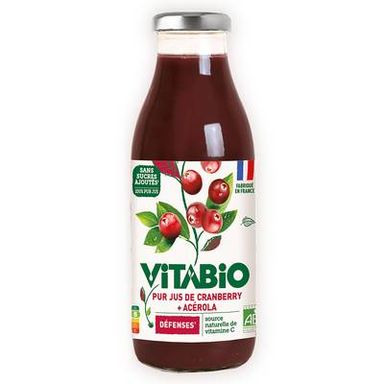 Vitabio Pur jus de Cranberry du Québec Bio Sans Sucres ajoutés, 50cl