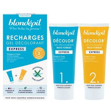 Blondepil Gel Décolorant Express Visage Et Corps recharge, 2 x 75ml