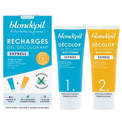 Blondepil Gel Décolorant Express Visage Et Corps recharge, 2 x 75ml