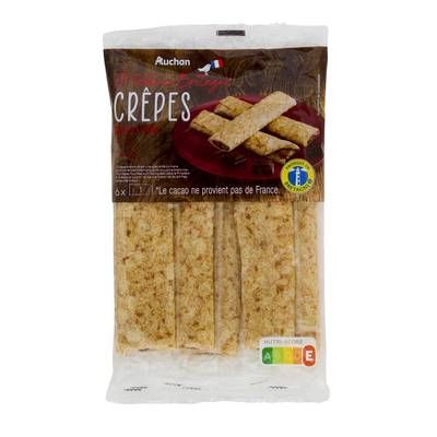 Auchan Terroir Crêpe fourrée chocolat noir, 6 sachets