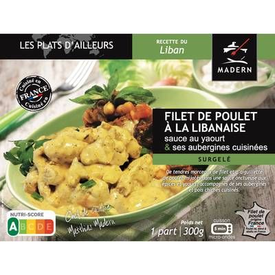 Madern Filets de poulet à la Libanaise, sauce yaourt et ses aubergines cuisinées, 300g