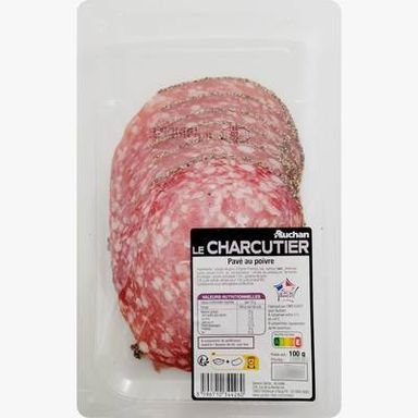 Auchan Le Charcutier Pavé au Poivre Tranché, 6 tranches - 100g