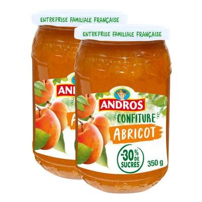 Andros Confiture allégée d'abricot, Lot de 2x350g
