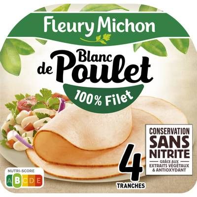 Fleury Michon Blanc de Poulet Conservation Sans Nitrites, 4 tranches - 130g