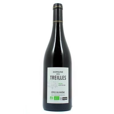 Côtes du Rhône rouge AOP Domaine des Treilles Bio sans soufre et Vegan, 75cl