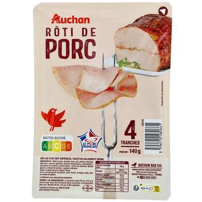 Auchan Rôti de Porc, 4 tranches - 140g