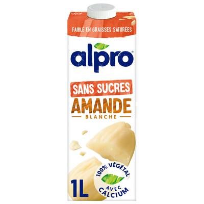 Alpro Lait d'amande blanche sans sucres ajouté, 1l