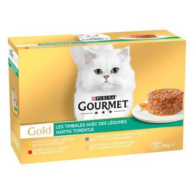 Purina - Gourmet Gold Boites Timbales avec des Légumes pour chat, 12x85g