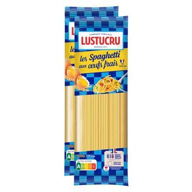 Lustucru Pâtes Spaghetti Longs aux Oeufs Frais, Lot de 2x500g