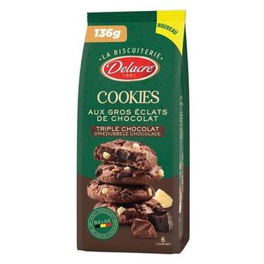 Delacre Cookies triple choco, 136g
