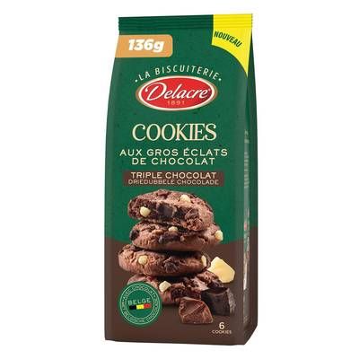Delacre Cookies triple choco, 136g